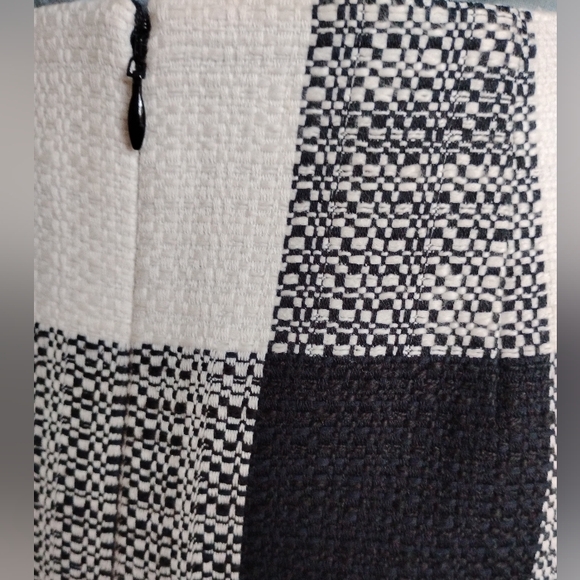 Talbots 100% Cotton Tweed Gingham Black White Pencil Skirt Classic Career Size 8 - Picture 11 of 16